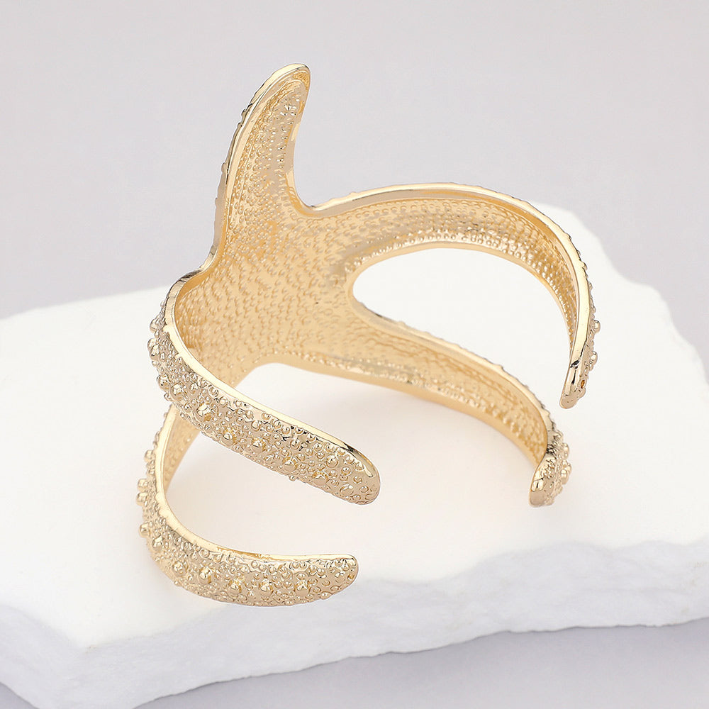 Textured Metal Starfish Wrap Cuff Bracelet (assorted colors)