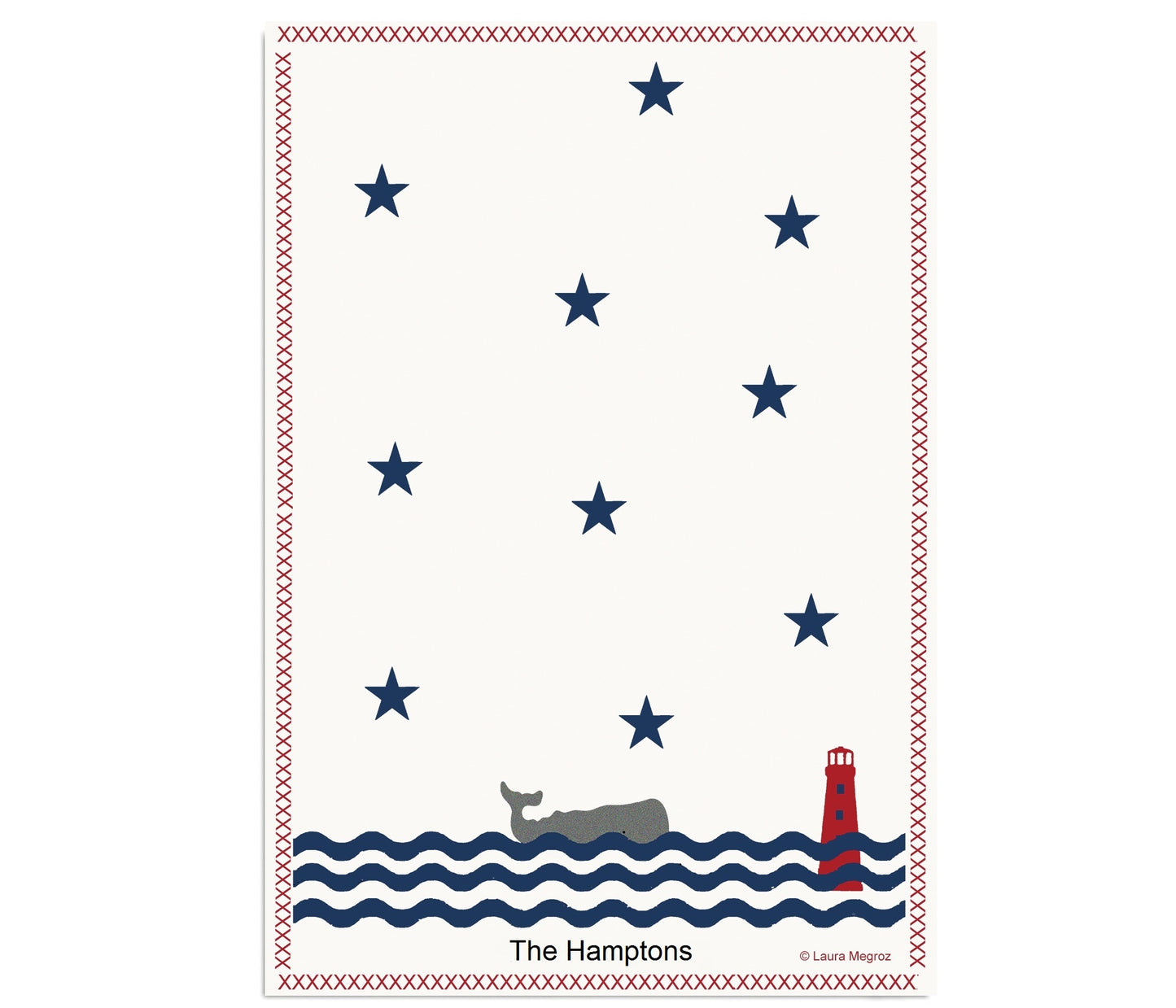 The Hamptons Whale Lighthouse Kitchen Towel