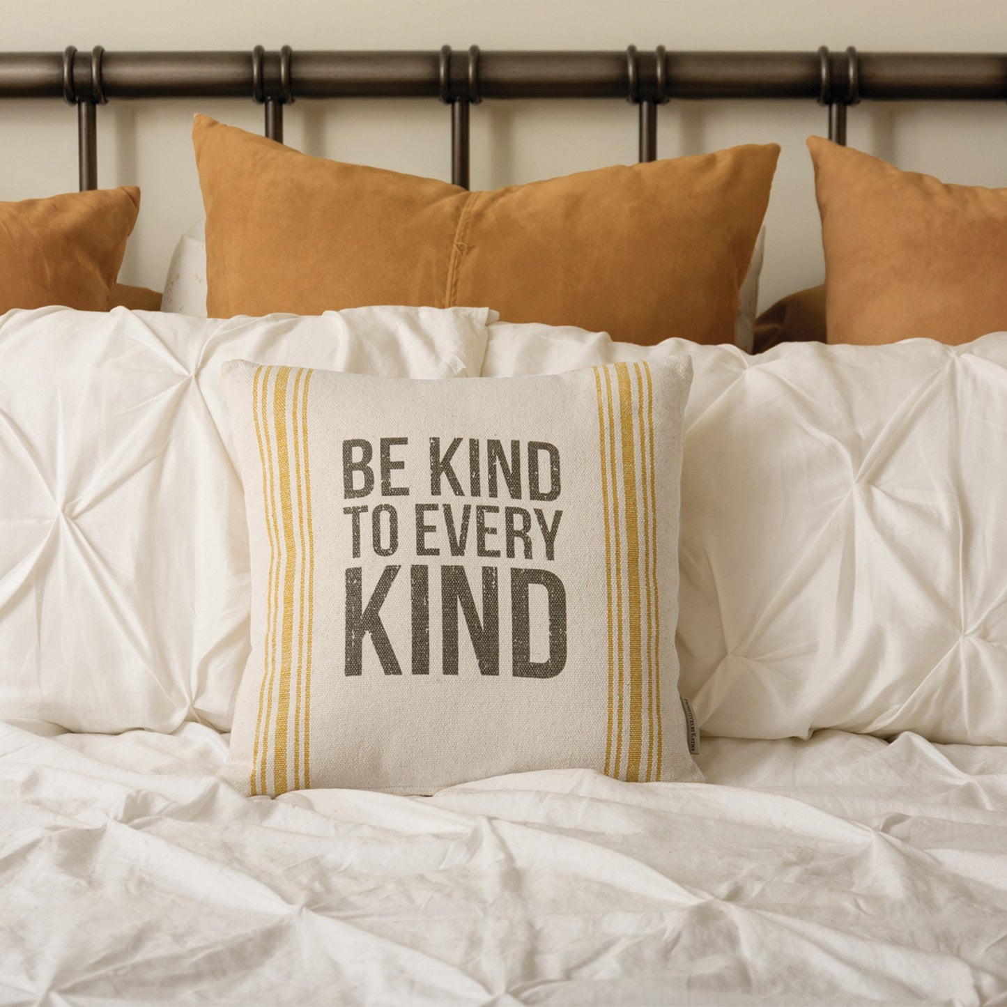 Be Kind To Every Kind Striped Throw Pillow