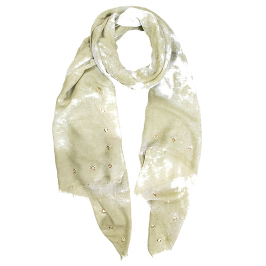 Olive Green Tie Dye Grommet Oblong Scarf