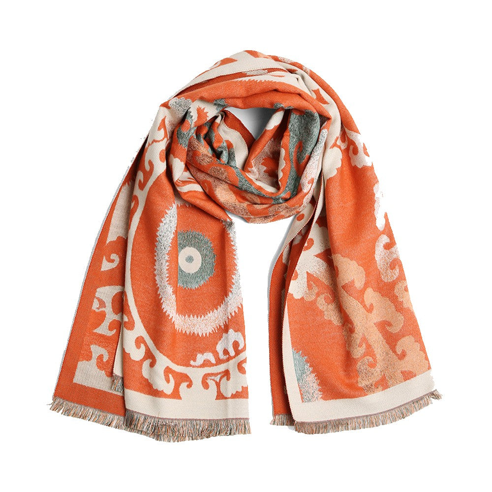 Tribal Suzani Oblong Scarf (Orange)