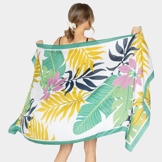 Tropical Leaf Scarf Shawl (Green)