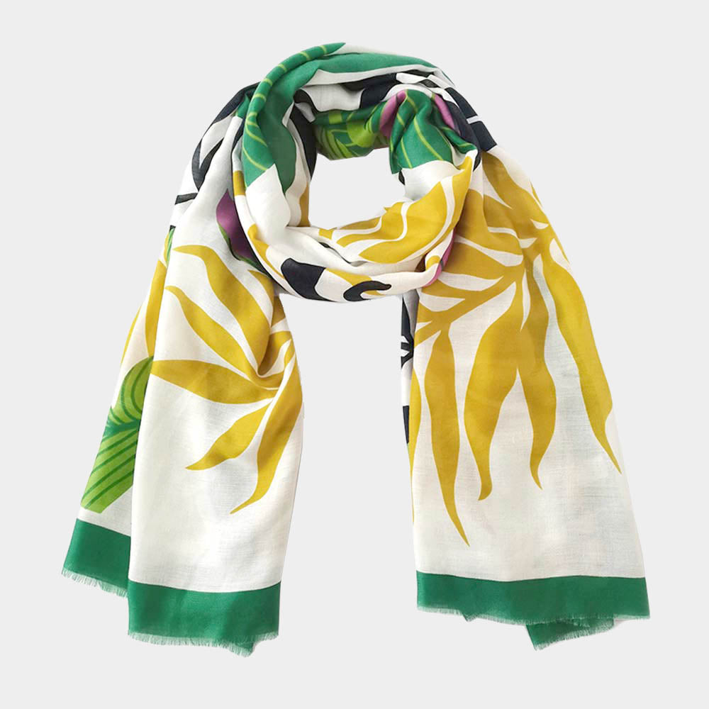 Tropical Leaf Scarf Shawl (Green)