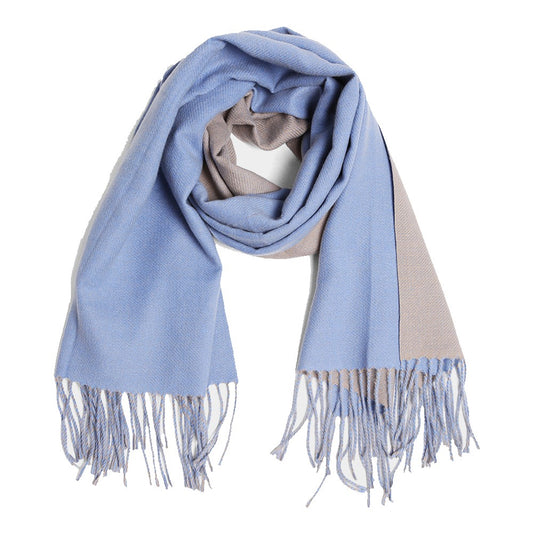 Reversible Two-Tone Scarf (Blue)