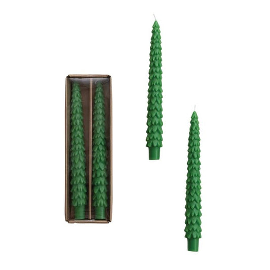 Tree Shaped Taper Candles, Set of 2 (Solid Green)