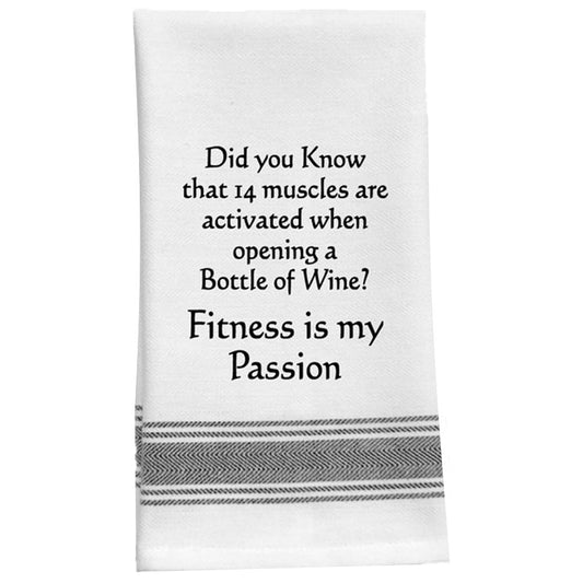 Bottle of Wine? Fitness is my Passion - Kitchen Tea Bar Towel