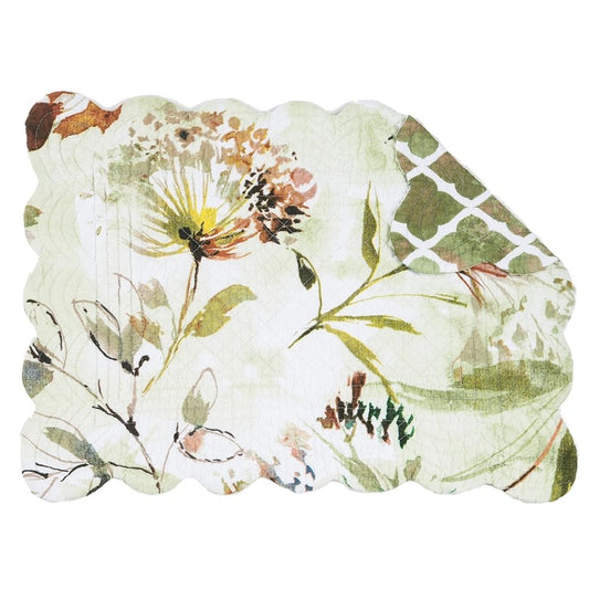 Floral Watercolor Reversible Quilted Placemat Set