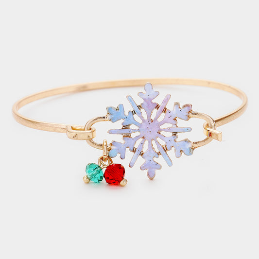 Watercolor Metal Christmas Snowflake Hook Bracelet
