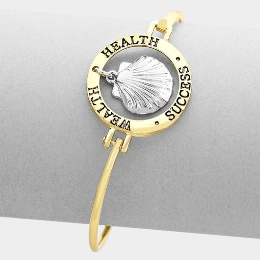 "Wealth Health Success" Scallop Shell Hook Bracelet