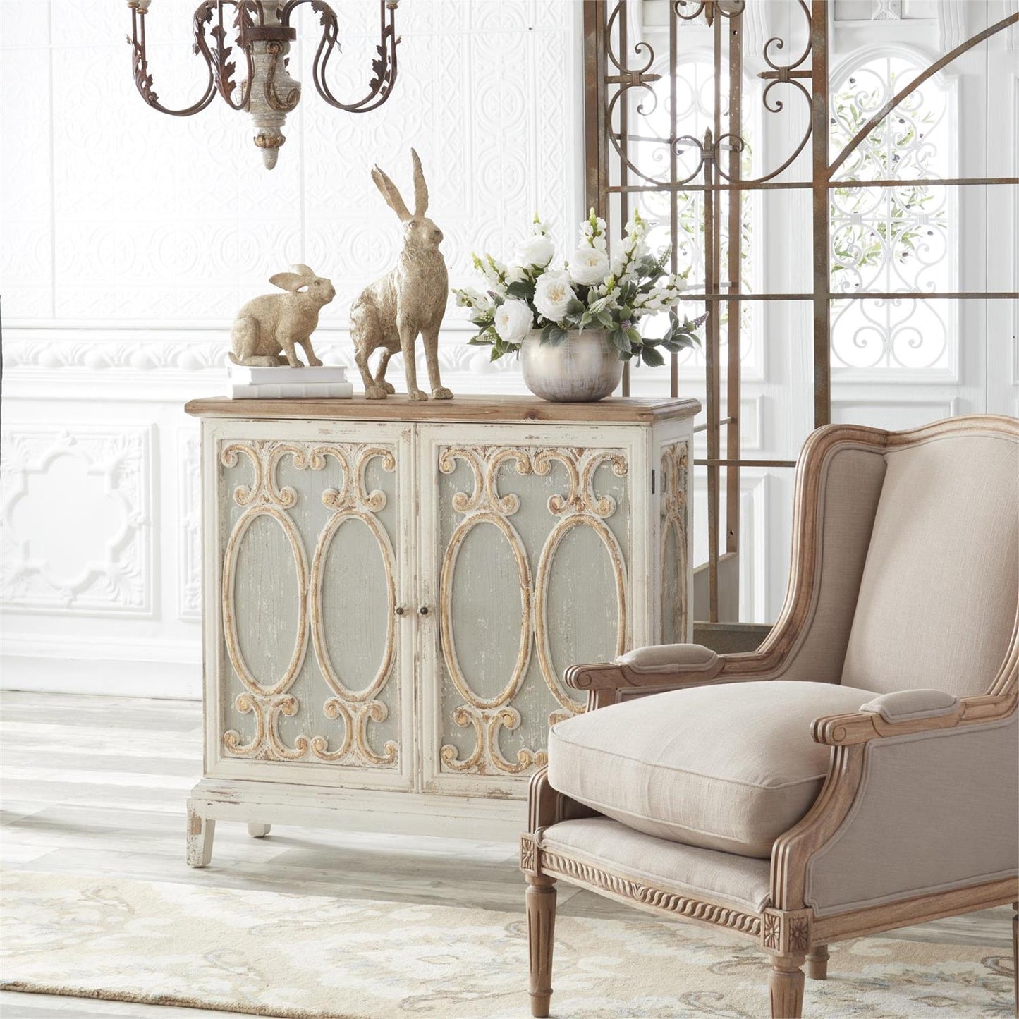 Weathered Gold Speckled Garden Bunny Rabbit (Set of 2)