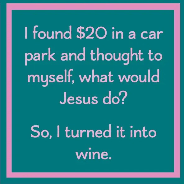 Humorous Double Sided Cocktail Napkins (Half Hour Wine | Jesus Do?)