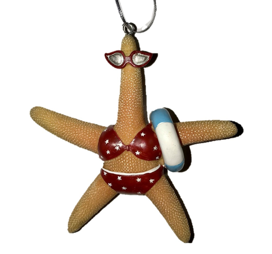 Beach Starfish in Bikini Swimsuit Christmas Tree Ornament