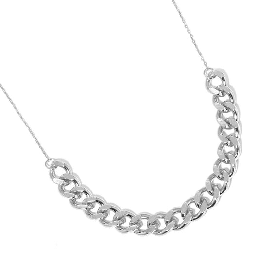 Gold Dipped Metal Chain Necklace (White Gold, Silver)