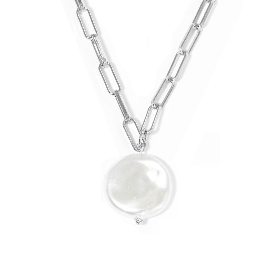 Pearl Pendant Choker Necklace (White Gold)