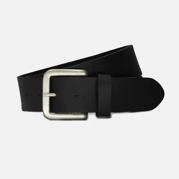Wide Black Leather on Steel Buckle Belt (assorted sizes)