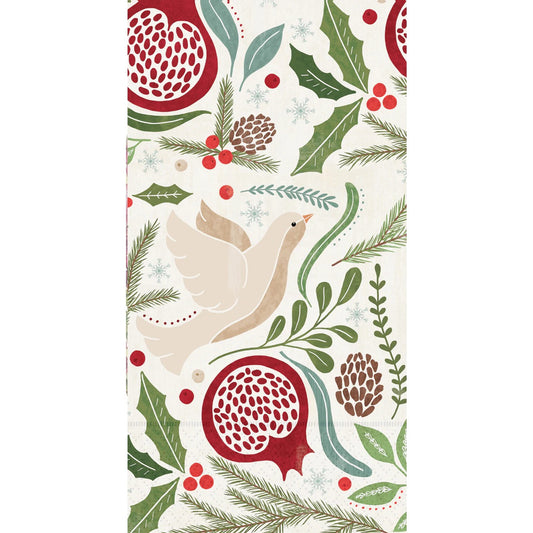 Winter Berry Dove Christmas Dinner Guest Towel Napkins - 16 Per Package