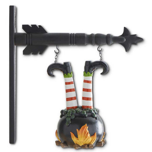 Witch Legs in Cauldron Hanging Arrow Replacement Sign