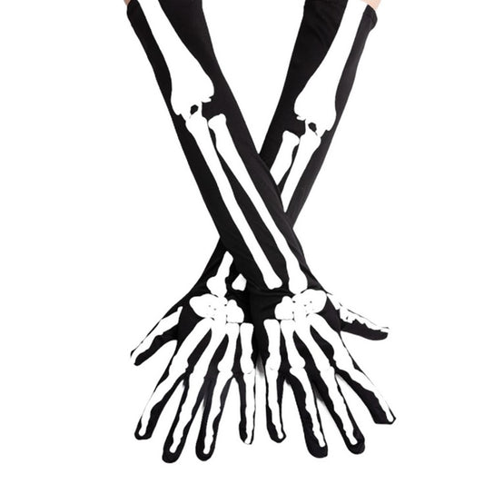 Long Skeleton Bones Halloween/Cosplay Gloves