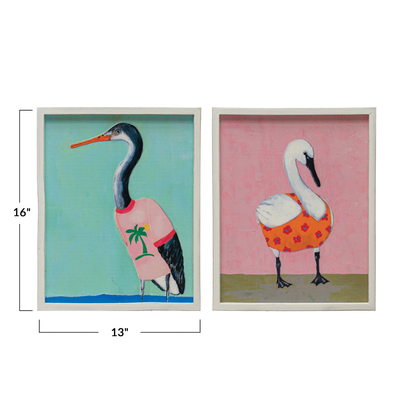 Tropical Bird in Clothes Wood Framed Wall Art Décor (Painting)