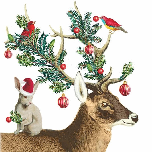 Christmas Xmas Buddies Reindeer Paper Cocktail Beverage Napkins – 20 Per Package