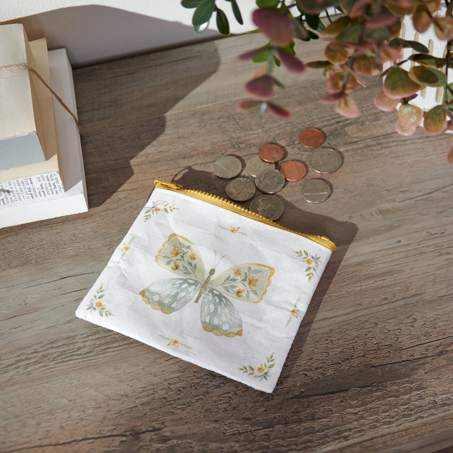 Yellow Butterfly Zipper Wallet - Coin Purse