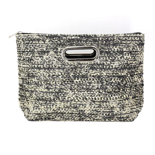 Straw Clutch Purse Bag (Black)