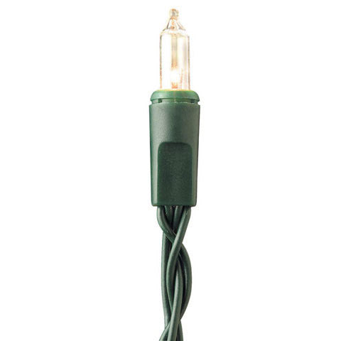Christmas Tree Light Set: 100 Clear Bulbs on 32ft Green Cord