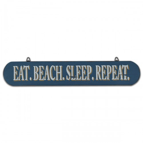 Eat. Beach. Sleep. Repeat. Mahogany Wood Wall Sign