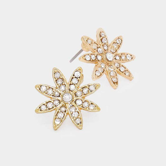 Crystal Flower Stud Earrings