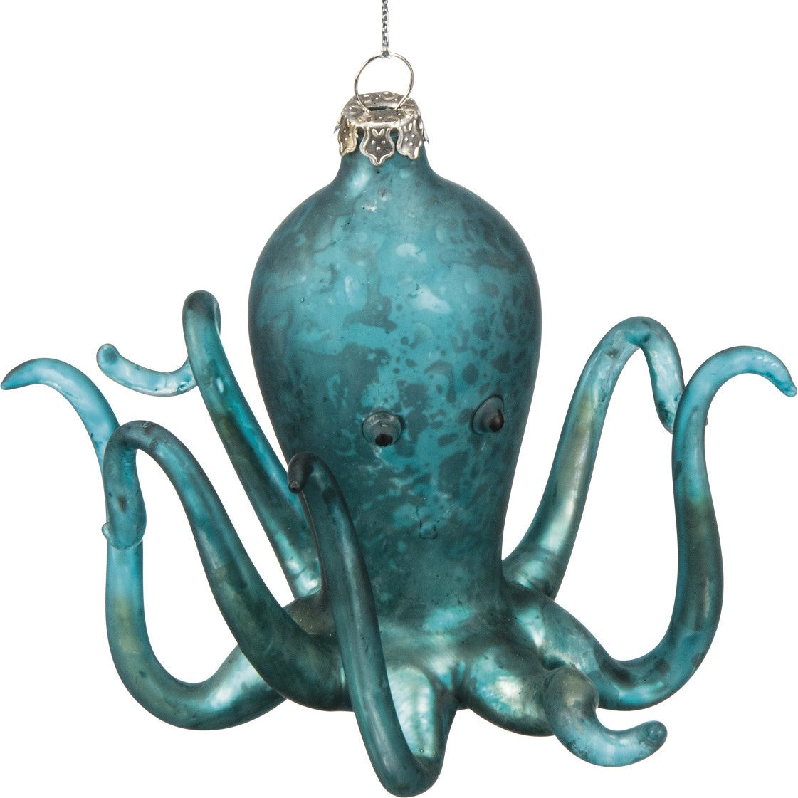 Octopus Glass Christmas Tree Ornament (Blue)