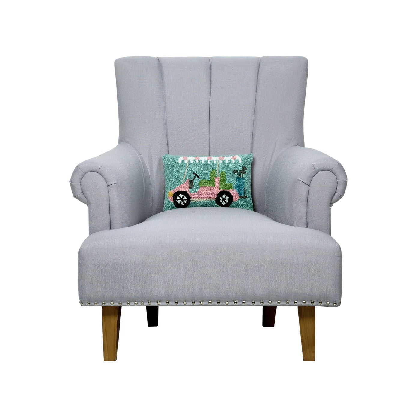Pink Golf Cart Hook Throw Pillow