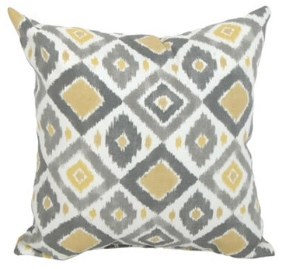 Gold Grey Diamond Design Outdoor Indoor Throw Pillow