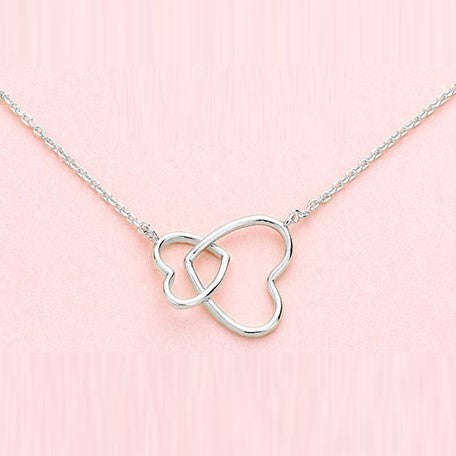 Interlocking Double Heart Pendant Necklace