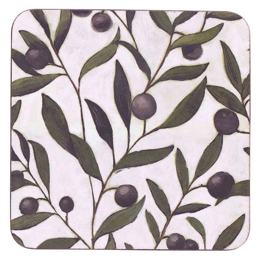 Mediterranean Olive Square Coasters, Set of 4
