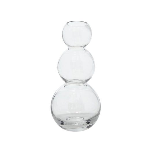 Clear Glass Triple Bubble Stacked Vase (tall)