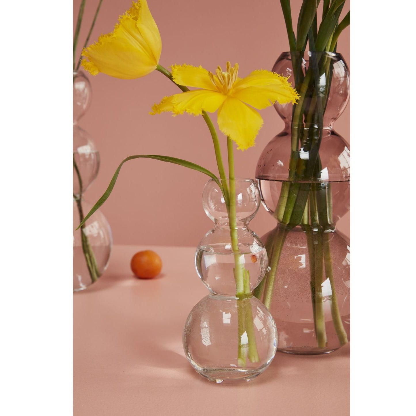 Clear Glass Triple Bubble Stacked Vase (tall)