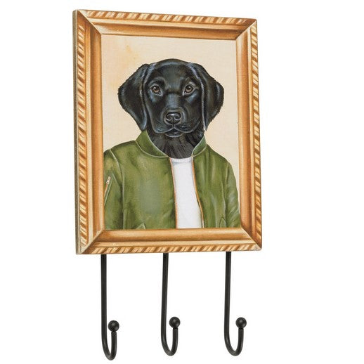 Dressed Black Labrador Dog Wall Hook Plaque
