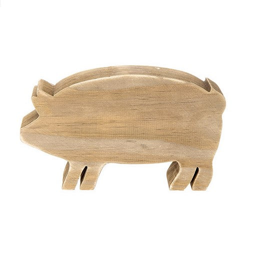 Wooden Pig Figurine