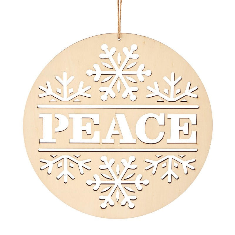 Large Natural Wood 'Peace' Laser Cut Ornament