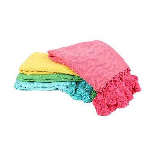 Woven Tassel Edge Throw Blanket (Yellow)