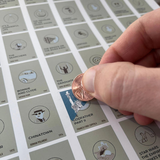 100 Essential Films Scratch-Off Chart - 12" X 16" Poster Print