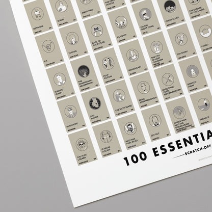 100 Essential Films Scratch-Off Chart - 12" X 16" Poster Print