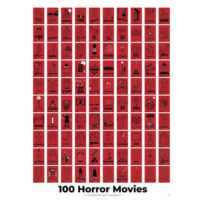 100 Essential Scary Horror Movies Scratch-Off Chart - 12" X 16" Poster Print