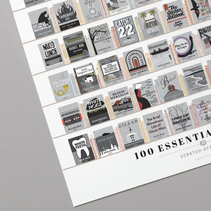 100 Essential Novels Scratch-Off Chart - 12" X 16" Poster Print