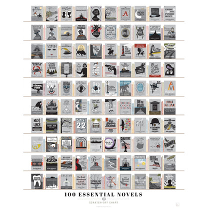 100 Essential Novels Scratch-Off Chart - 12" X 16" Poster Print