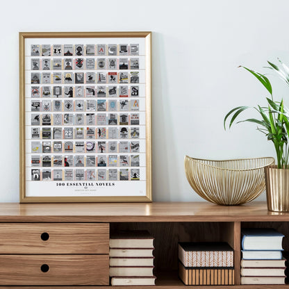 100 Essential Novels Scratch-Off Chart - 12" X 16" Poster Print