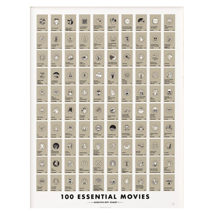 100 Essential Films Scratch-Off Chart - 12" X 16" Poster Print