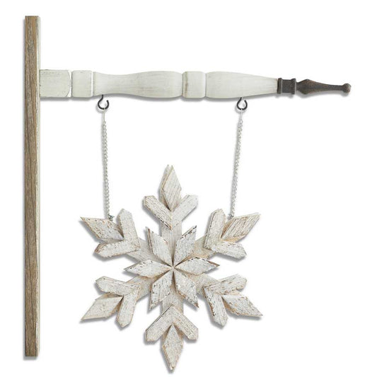 Whitewashed Wood Snowflake Arrow Replacement Sign