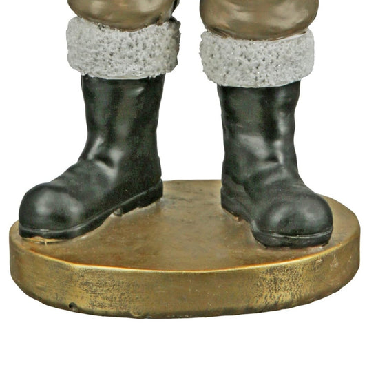 Green Velvet Santa with Gold Glittered Christmas Tree