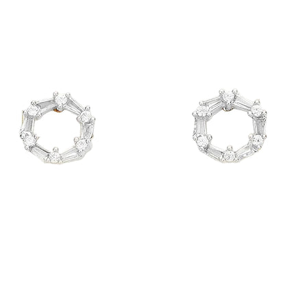 Cubic Zirconia Halo Stud Earrings